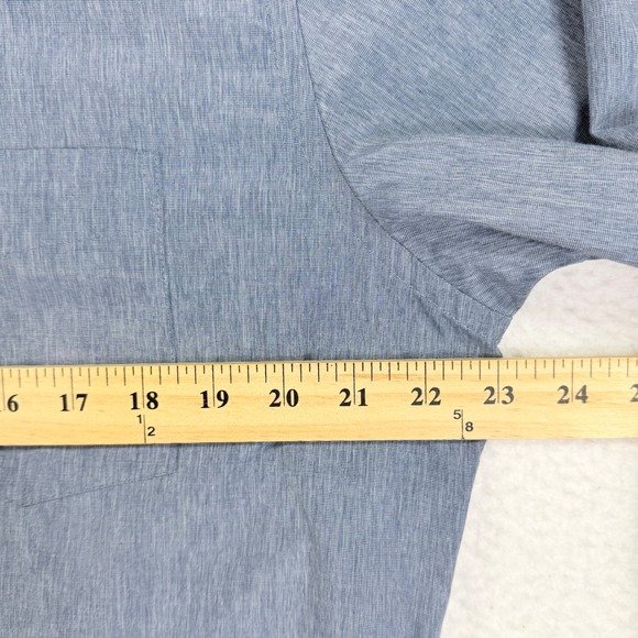 Van Heusen Mens M Classic Fit Button Down Shirt Blue Long Sleeve Business Casual - Picture 4 of 5